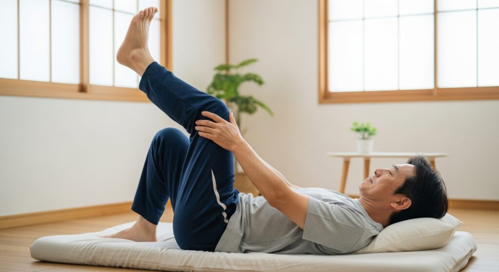 太もも裏を伸ばす動き